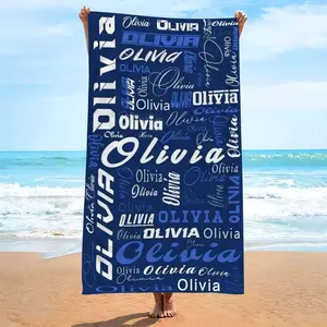 1pc Custom Modern Font Beach Towel Suitable for Parade Swimmers Camping Swimming Picnics Activities Lightweight Beach Towel