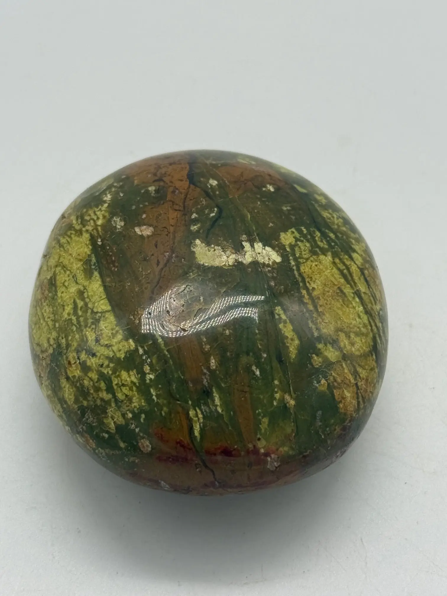 73.95 MM GREEN OPAL NATURAL CRYSTAL PALM STONE #1, HEALING STONE FOR MEDITATION, MINDFULNESS