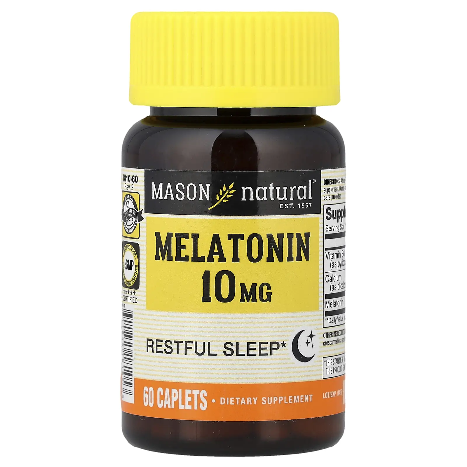Mason Natural Melatonin, 10 mg, 60 Caplets