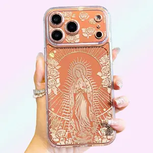 Virgin Mary Pattern for use with iPhone 17 air 16 Pro max 15 plus 14 Pro 13/12/11/X/XR/XSMAX transparent soft clear phone case religious virgin christian jesus
