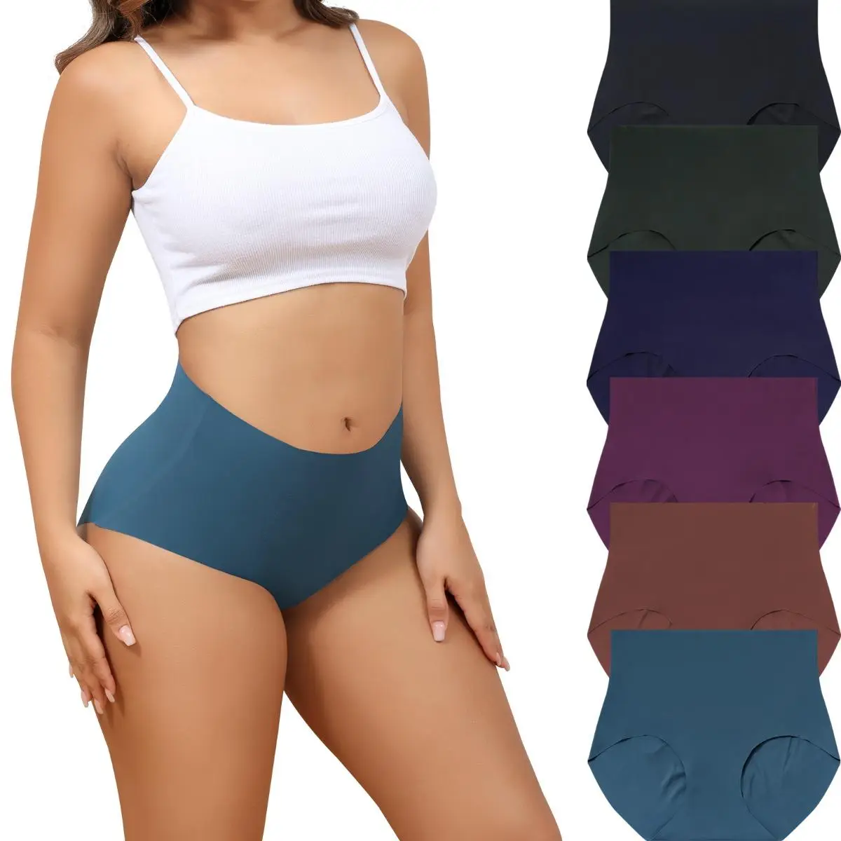 LEVAO Women’s Seamless High Waisted Underwear – 6/12 Pack No Show Invisible Briefs, Soft & Comfortable Full Coverage Panties (S-XXL)