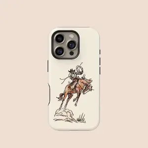 Vintage Western Cowboy Rodeo Sketch 2‑in‑1 Phone Case — Compatible with Samsung S26/S25/S24/S23/S22/S21, iPhone 17/16/15/14/13/12/11 phone cases. Drop‑Resistant, Non‑Slip, and Fade‑Resistant. The Perfect Gift for Western and Country Style Lovers.