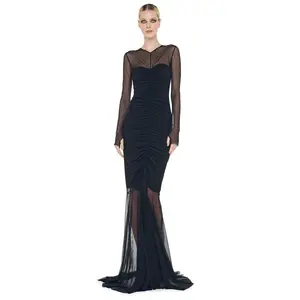 LS SHIRRED FISHTAIL GOWN / DRESS