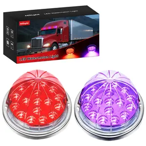 Nilight Watermelon Light 17 LED Dual Color 2PCS Stainless Steel Bezel Red to Purple Side Marker Clearance Turn Signal Lights 4 Plug IP68 Waterproof for Trailer Truck Pickup Camper RV ATV UTV Boat
