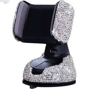 Glitter Rhinestone Decorative Car Phone Holder, 360° Rotatable Car Phone Rack, Universal Air Outlet Phone Stand, Bling Sparkling Car Interior Accessories for Women & Girls, Anti-Slip Stable Mount for All Smartphones