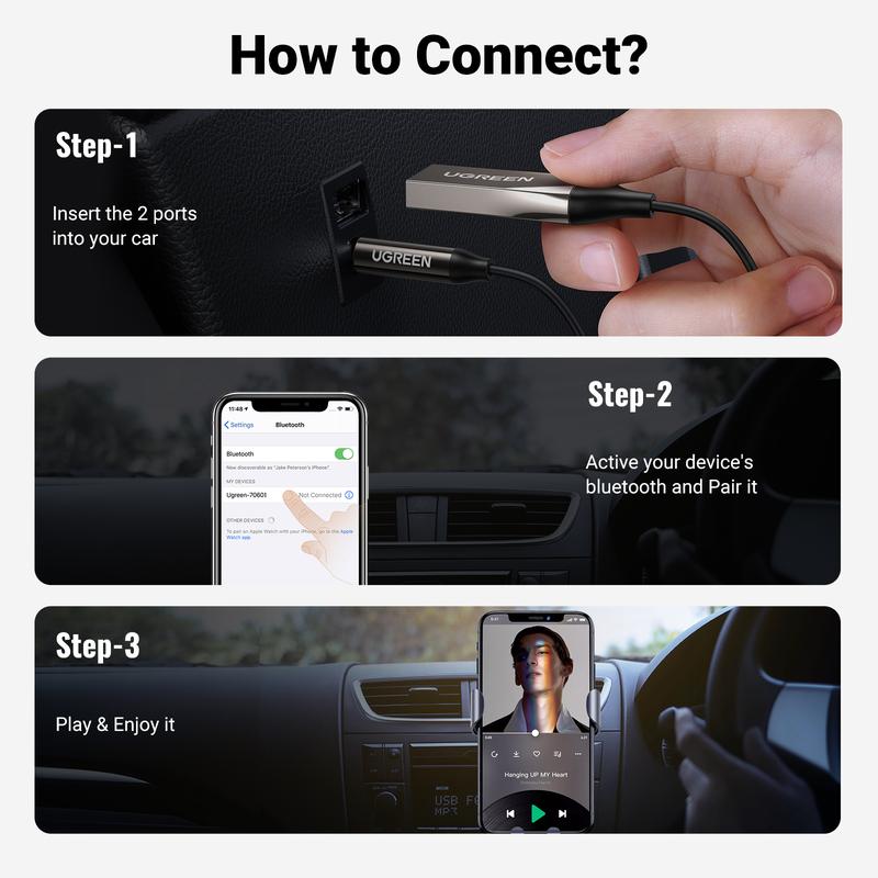 UGREEN Aux to Bluetooth 6.0 Adapter Wireless Receiver for Car Hands-Free with Built-in Microphone AUX 3.5mm Stereo Audio - Dealsforyourdays Auxiliary Cord Grey,TikTokShopBlackFriday,TikTokShopCyberMonday，TikTokShopHolidayHaul