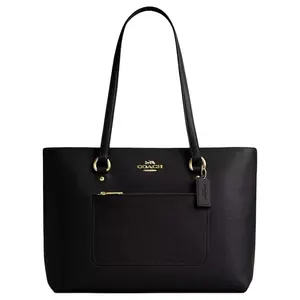 Coach Station 35 Tote Bag with Gold Hardware and Crossgrain Leather Trim in Black for Women