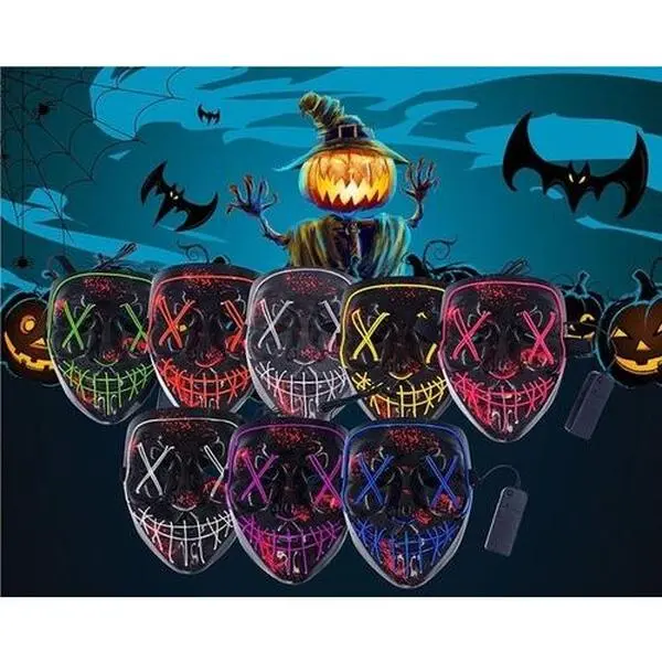 Halloween LED Mask Clubbing Light Up Costume Rave Cosplay Party Purge 3 Modes Plastic Eye