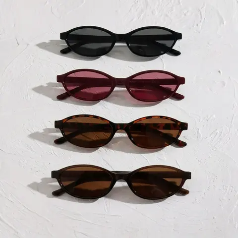 4 Pairs Women's Oval Small Frame Fashionable Sunglasses, Suitable for All Seasons, Ideal for Outdoor Activities, Parties and Beach