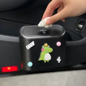 Car Trash Can with Lid, Mini Auto Garbage Can, Leakproof Automotive Garbage Container Bin, Multipurpose Organizers and Storage for Car, Home, Office
