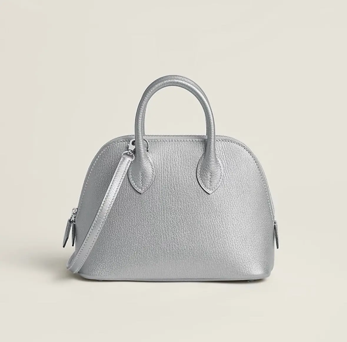 Pre-owned HERMÈS Hermes Mini Bolide Silver Hardware Chevre Leather K Stamp Luxury Crossbody Handbag 2602758