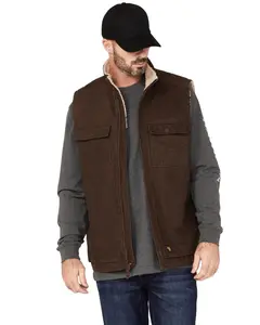 Hawx Men's Weathered Sherpa Lined Work Vest - Hxfa22v23-Drk Brn