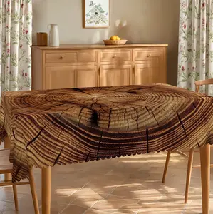 BLIOWL Rural Style Wooden Printed Tablecloth,Rectangular/Circular Polyester Tablecloth,Woven,Used For Home, Holiday,Party Decoration,Tv Cabinet,Coffee Table,All Year Round Use