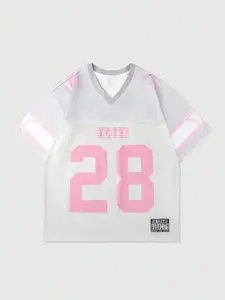 Women's Y2K American Letter Graphic Tee, Breathable Mesh Sporty Streetwear, Casual Daily Wear, All Seasons Fitted Top, Breathable Athletics
