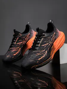 Women's White-Red Flyknit Mesh Sports Shoes, Sporty Running Shoes, Lightweight Rebound, Breathable & Sweat-Wicking, Wear-Resistant & Anti-Slip, Commute Versatile Running Shoes