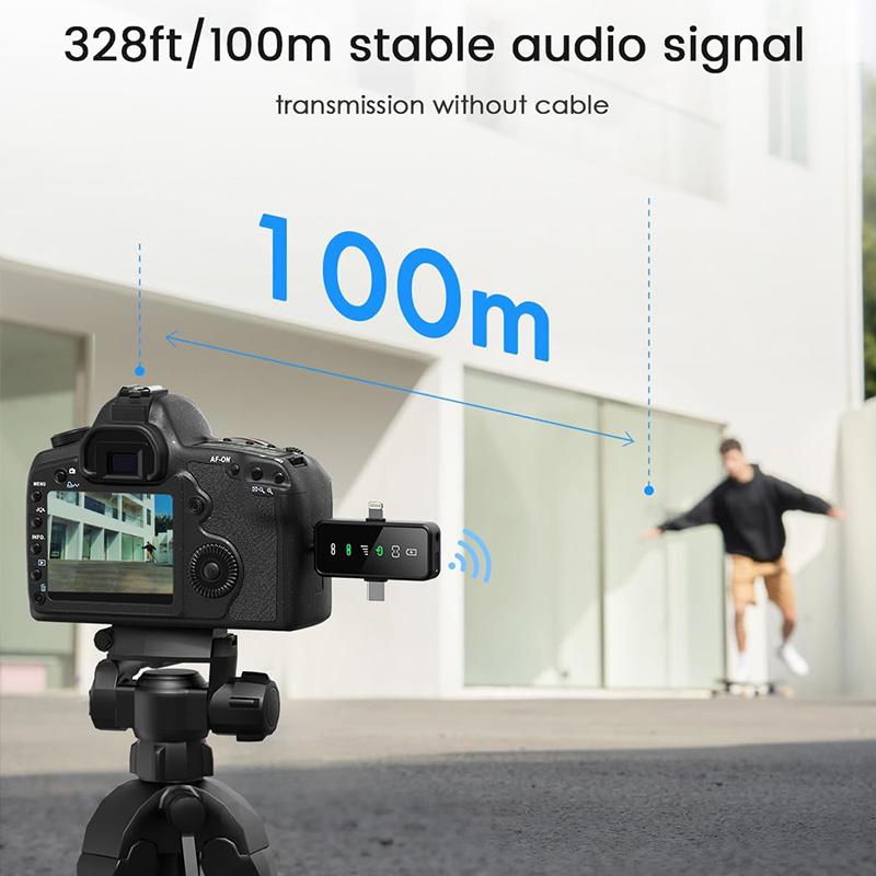 3-in-1 Mini Microphone for iPhone, Android, Camera - 328ft Long Range, 20H Battery Life, Wireless Microphones, Lapel Mic with AI Noise Reduction for Video Recording, YouTube, TikTok