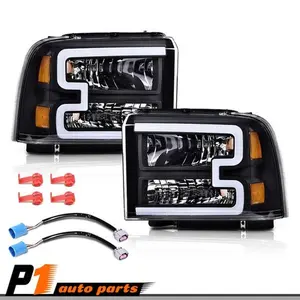 Fit For 2005 2006 2007 Ford F250 F350 F450 F550 Super Duty LED Black Headlights