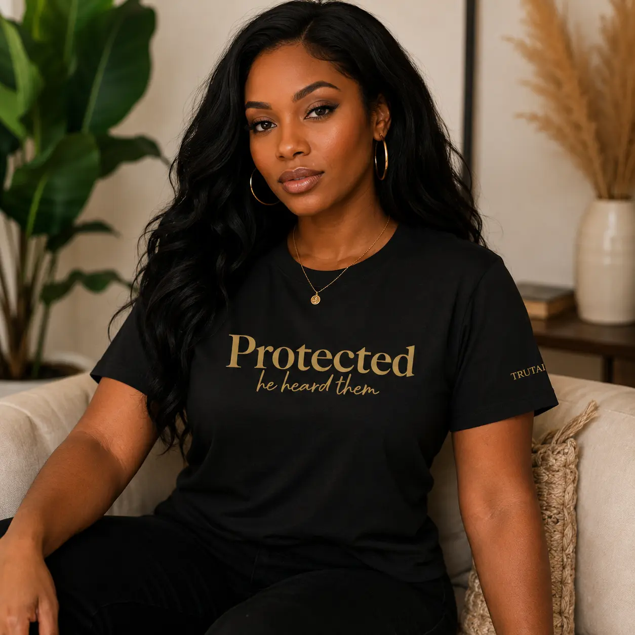 "Protected He Heard Them" Premium Embroidered T-Shirt | TRUTAI
