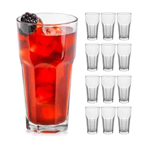 Libbey Gibraltar DuraTuff Thick Drinking Glasses Set of 12, 16 Oz Restaurant Style Drinking Glassware, Glass Cups Set for Family Gatherings, Parties
