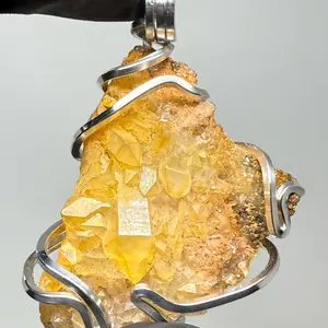 Arkansas Golden Healer Druzy Cluster Quartz Sterling Silver PENDANT Unique Artisan Crafted Design 925 Ag