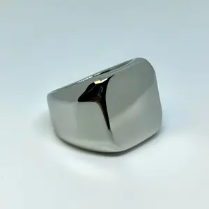 Stainless Steel Square Signet Ring – Minimalist Statement Band