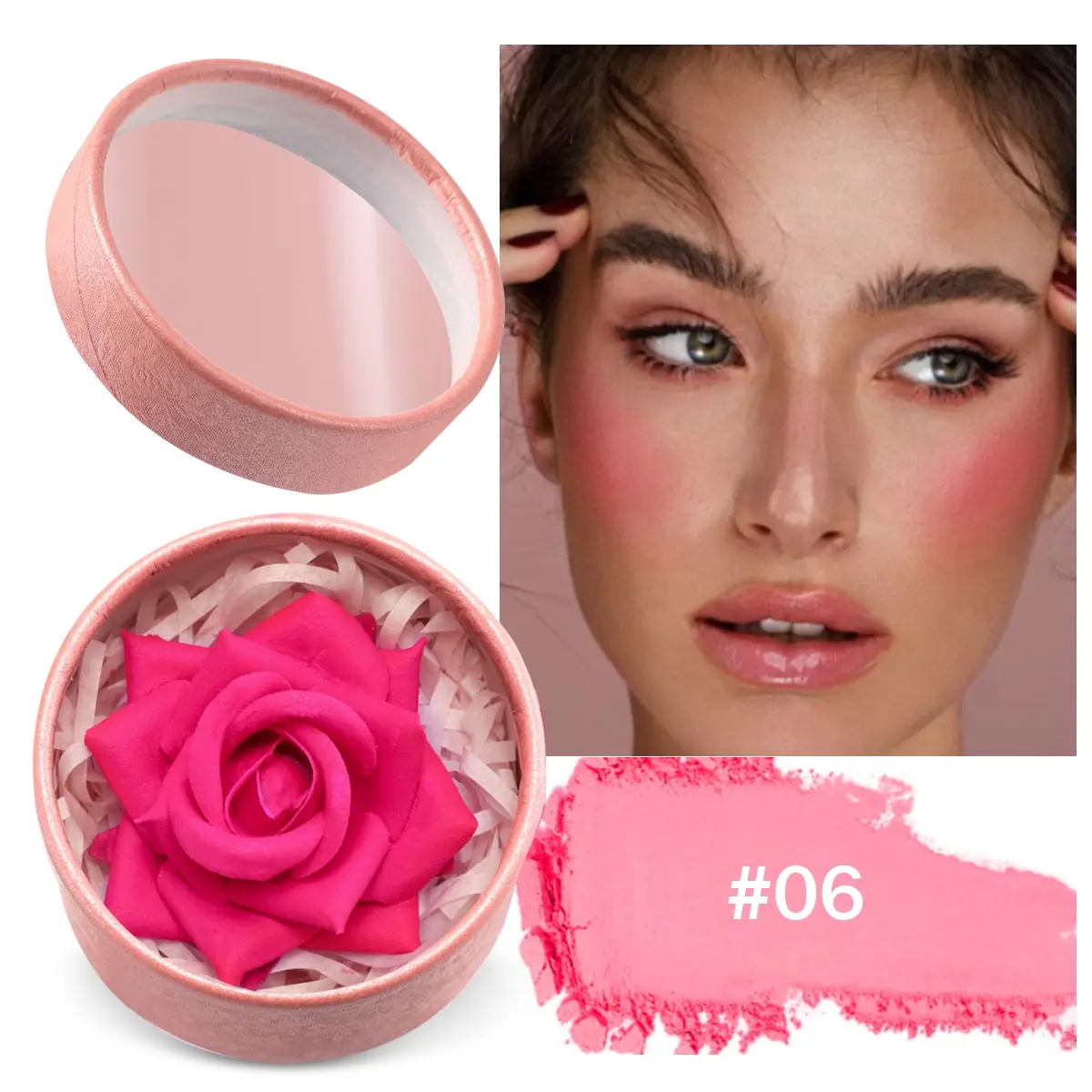 Ultra-Thin Flower-Shaped Blush Balm, Stacked Matte Effect, Lightweight Creamy Texture, Available in Nude Shades, Suitable for All Skin Tones, Makeup, Cosmetics Products, Smooth, Gentle