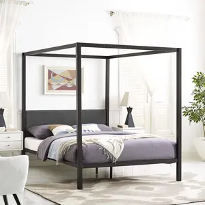 Modway Raina Queen Canopy Bed Frame in Brown Gray Modway Raina Queen Canopy Bed Frame in Brown Gray