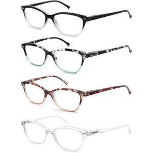 Reading Glasses Women Ladies Readers +0.75 Stylish Women's Magnifying Cheaters Glasses 4 Pack Lightweight Comfortable Fit