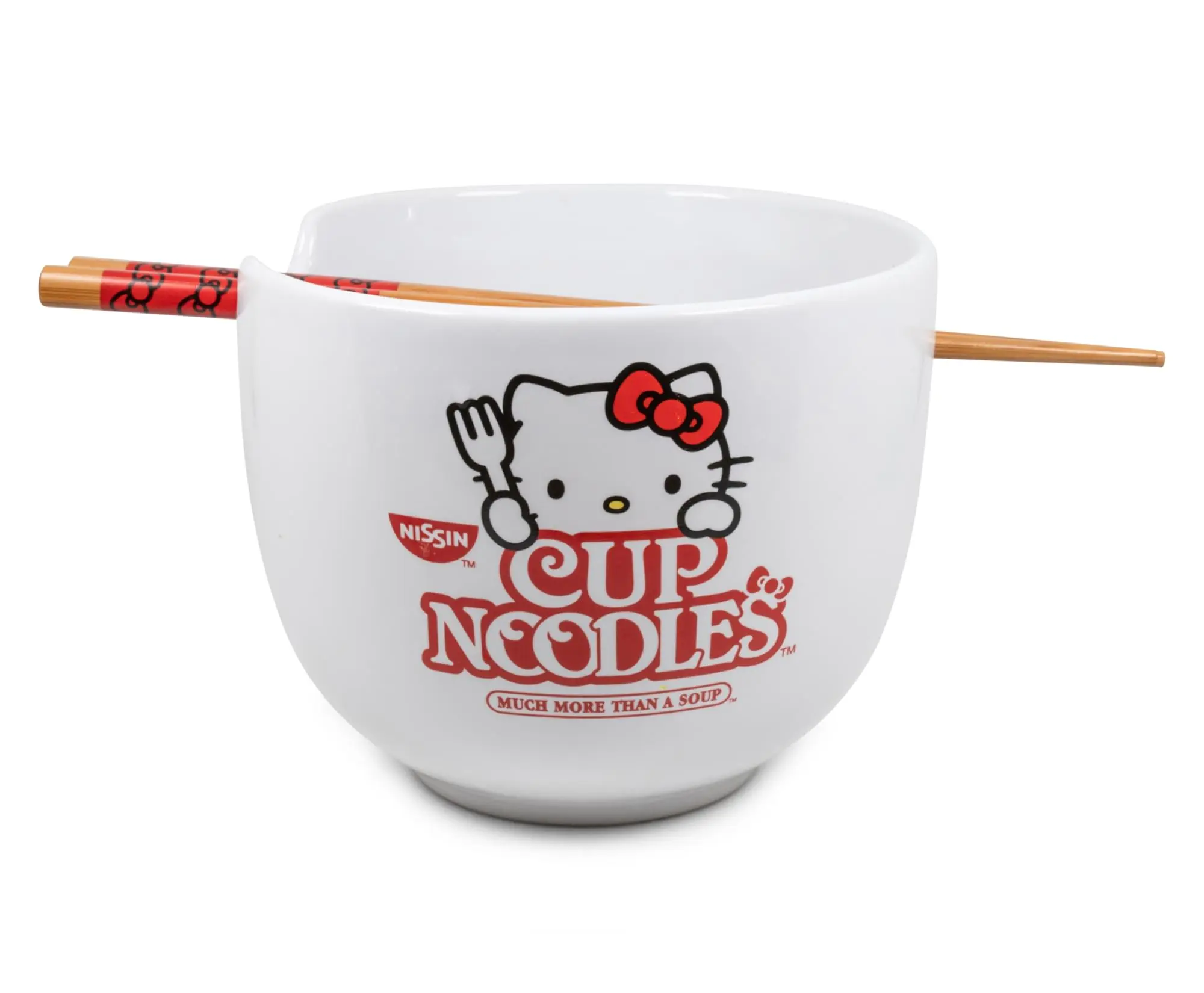 Hello Kitty Tableware Set - Japanese Noodle Dinnerware, 20oz Ramen Bowl, Chopsticks, Cutlery, Chopstick Holder for Everyday Use