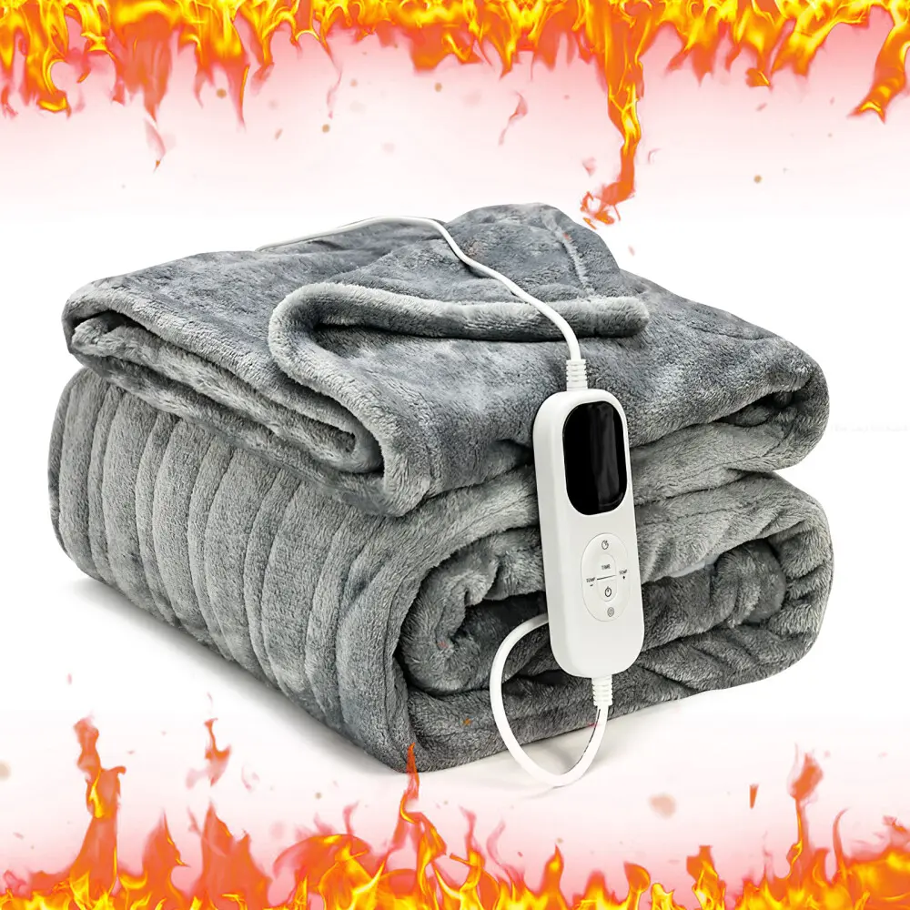 150x180cm Electric Heatable Throw Blanket - Double-Sided Soft Plush Flannel, Warmth for Chilly Days, Home & Office Use, Thoughtful Gift (Grey) #TikTokShopBlackFriday