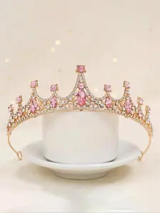 Women's Fashion Princess Crown Headband with Rhinestone, Elegant Crown Design, Tiaras, Royal Birthday Party Accessory, Stylish Hair Jewelry for Girls