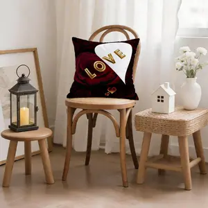 Romantic Love Rose Throw Pillow, 1 Piece, Valentine's Day Decorative Pillow, Single-Sided Print, Smooth Velvet Fabric, 18x18 Inch, Suitable for Sofa, Bedroom and Living Room, Ideal Romantic Gift Option