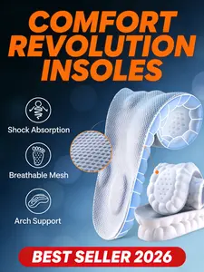 High Elastic Breathable Cushioned Insoles, Shock Absorbing Sports Insoles, Men and Women Non-Slip Comfort Insoles, All Seasons