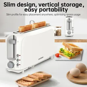 SEEDEEM 2-Slice Slim Toaster, 6-Setting Shade Control, Cancel/Reheat/Defrost Functions, Removable Crumb Tray, 750W Space-Saving Household Kitchen Appliance Toastie Maker