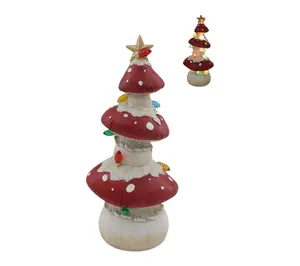 RC Home Decor 10.5" Light-Up Mushroom Christmas Tree Figurine