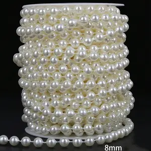 196.85in 8+3mm Faux White Pearl Beads Garland Faux Pearl Acrylic Bead Plastic Garland Rope Beautiful Elegant White Acrylic Beads String Special For Wedding Party Birthday Jewelry Accessories Wedding Birthday Party Decoration Pearls Beading