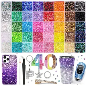40 Colors with 40000Pcs Jelly Rhinestones synthetic beads With Kit for Bedazzling 3mm Multicolor synthetic