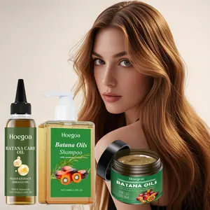 3-piece Batana oil hair care set (3.38 oz shampoo+4.23 oz Nourishing Hair Mask+3.38 oz hair care essential oil) softens frizz, nourishes hair, natural hair oil, Nourishing Haircare, cares for scalp, suitable for all hair types, unisex