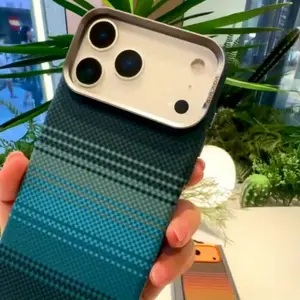 Magnetic Kevlar Case for iPhone 17Pro Max Plus |   Carbon Fiber Texture |   Shockproof Protective Cover, Mobile Safety, Impact Resistance, Modern Cover, Sleek Design, Kevlar Material,Protection Smartphone Protector Casing