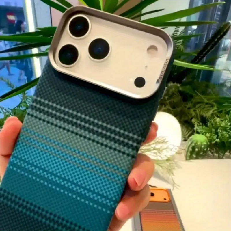 Magnetic Kevlar Case for iPhone 17Pro Max Plus |   Carbon Fiber Texture |   Shockproof Protective Cover, Mobile Safety, Impact Resistance, Modern Cover, Sleek Design, Kevlar Material,Protection Smartphone Protector Casing