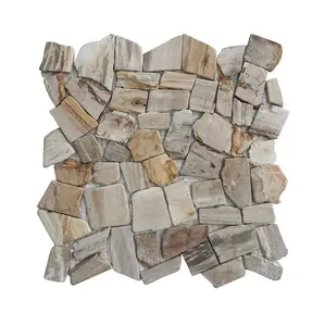 Mosaic Pebble Floor Tiles, Petrified Wood Mosaic Wall Tiles