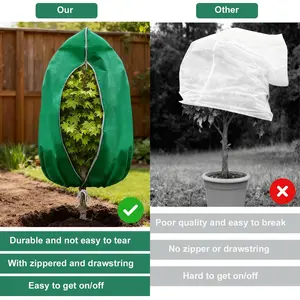 4 PCS Plant Covers Freeze Protection, 47.2"x31.5" Frost Blankets with Zipper Drawstring Reusable Winter Plant Protectors Bag Covers for Outdoor Garden Trees, Shrubs Cover for Frost Cold Pest