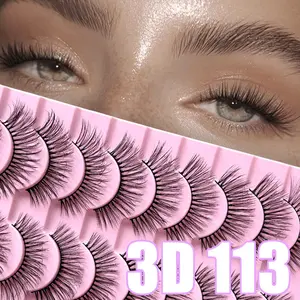 10 Pairs Natural False Eyelashes, 3D Cross Style, Thin Thickness 0.07mm, Long-Lasting Makeup Accessory, Perfect for Daily Use & Special Occasions