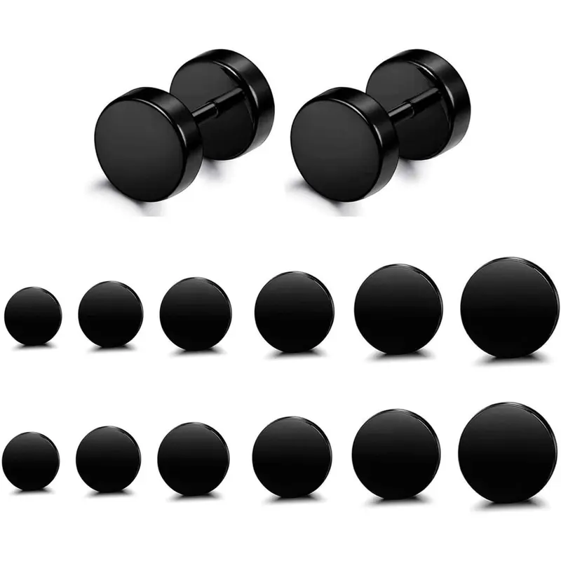 Stainless Steel Stud Earrings, Ear Studs, Faux Gauge Ear Tunnel Fake Gauge Earrings, Fashion Jewelry for Men & Women, Trendy All-match & Exquisite Jewelry for Birthday Gift, Accessories, Jewellery