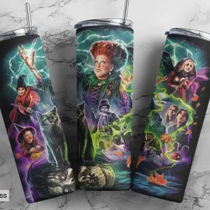 Hocus Pocus 2 20oz Tumbler - Perfect for Your Beverage Needs - Drinkware, Bottle Lid Stainless Steel Straw Skinny Portable Halloween trending Water Bottles Cup Reusable Washable