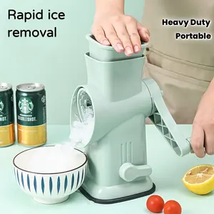 Manual Ice Maker Machine, Heavy-Duty Stainless & Plastic Hand-Crank Ice Crusher, Ice Shaver Machine, Portable No-Electricity Ice Maker with Operation, Suitable for Home Outdoor Ice Businesses