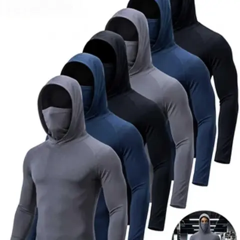 Men’s 3-Piece/6-Piece Durable Solid Performance Hoodies - Essential Lightweight, Stretch, Machine-Washable Long-Sleeve Tops with UPF 50+ UV-Protection, Moisture-Wicking, Quick-Dry, Breathable Grind Gear for Running, Landscaping, Construction