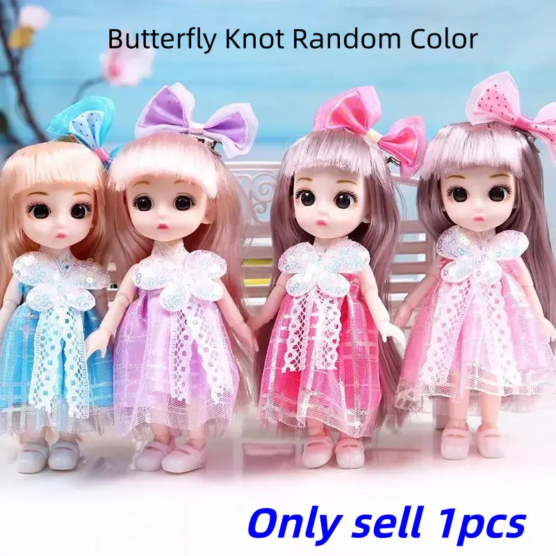 17cm Princess Doll with Butterfly Clip, Cute Cartoon Doll, Perfect Birthday Gift for Little Girls, Halloween and Christmas Present, Festive Toy Set