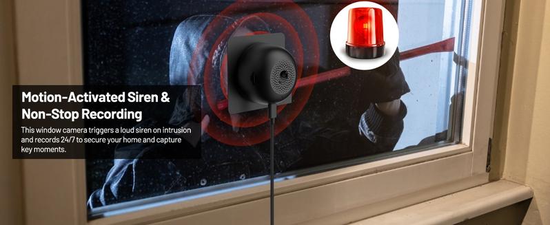 Litymol Magnetic Wireless Window Security Camera with 2K Resolution, AI Motion Detection, Color Night Vision, 2-Way Audio and Cloud Storage