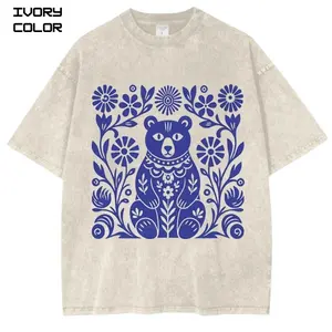 Boho Cottagecore Graphic T-Shirts, Bear Block Print Style, Unisex Streetwear Tee, crewneck shirt, Trending, All Size, Animal Lover Gift